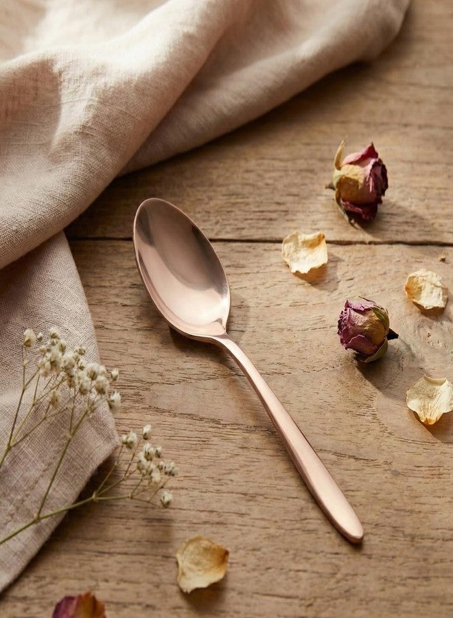 BLACKCARROT Rose Gold 304 Grade Stainless Steel Dinner Spoons - Set of 6 | Food-Grade Steel Spoons for Home & Kitchen | Elegant Dining Utensils - Image 3